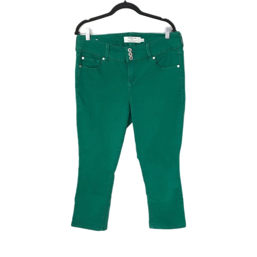 Torrid Jegging Crop Denim Jeans Women's Size 14 Kelly Green 3 Button Pants